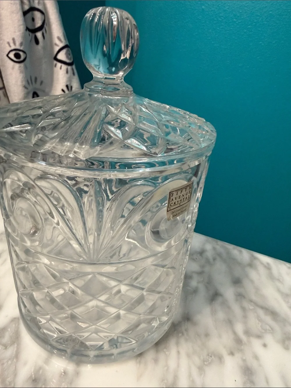 Crystal Cut Glass Lidded Jar - Clear